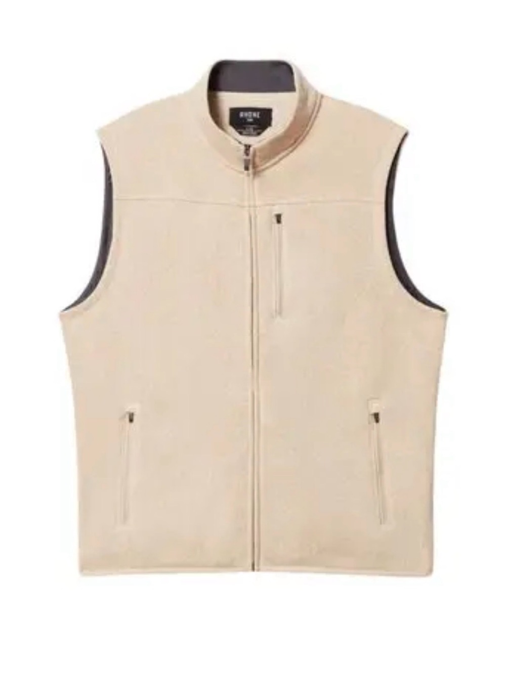 RHONE Men's Cream Sherpa Fleece Vest with Black Trim